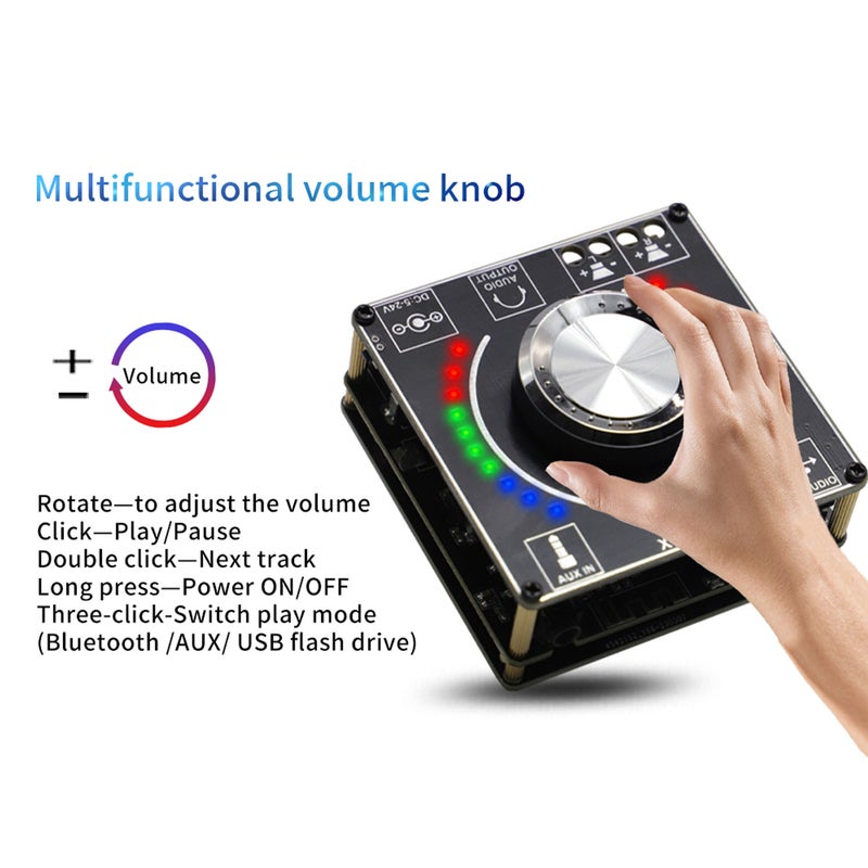 HIFI-class 50W * 2 stereo BT amplifier board audio digital amplifier board module volume spectrum music rhythm light TPA3116 module XY-D50H - Image 2