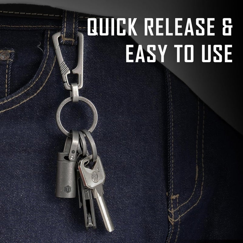 KeyUnity Titanium Side Pushing Key Ring, Quick Release Minimalist Split Keychain Ring for Carabiner, Car Keys & Home Keys - Image 3