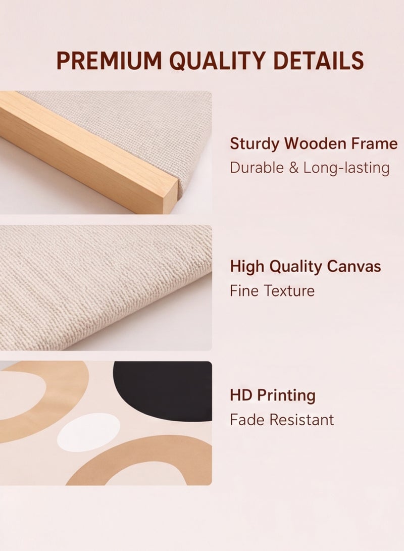 Three sheep 3PCS Boho Canvas Wall Art with Wooden Frame 30x40cm, Abstract Beige Geometric Wall Decor, Modern Minimalist Paintings for Living Room Bedroom Home Decor - Image 5