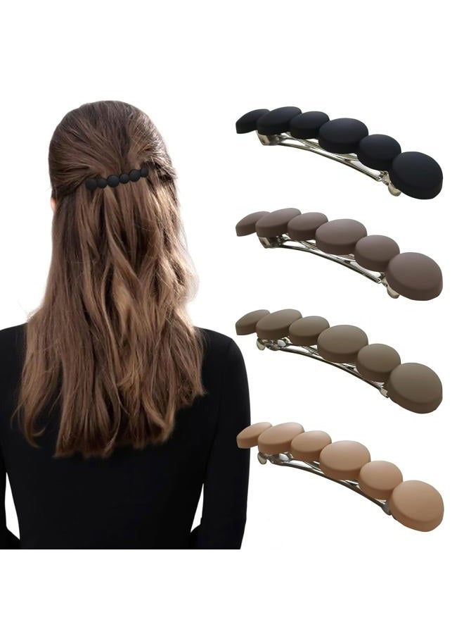 Markuii French Hair Barrettes for Women No Slip Not Easy to Break Half Up Medium to Small Hair Barrette Clips for Thin, Short or Fine Hair, 4 Pack - Image 1