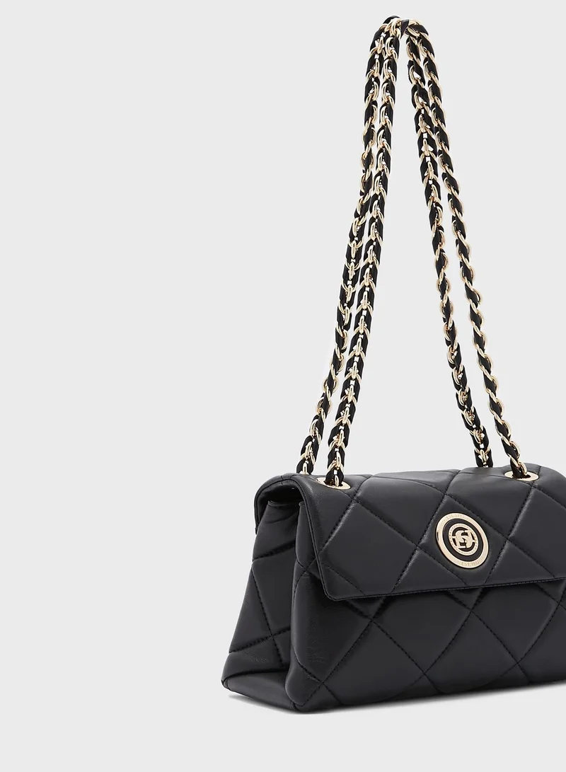 Dune LONDON Duchess Medium Leather Quilt Crossbody Bag