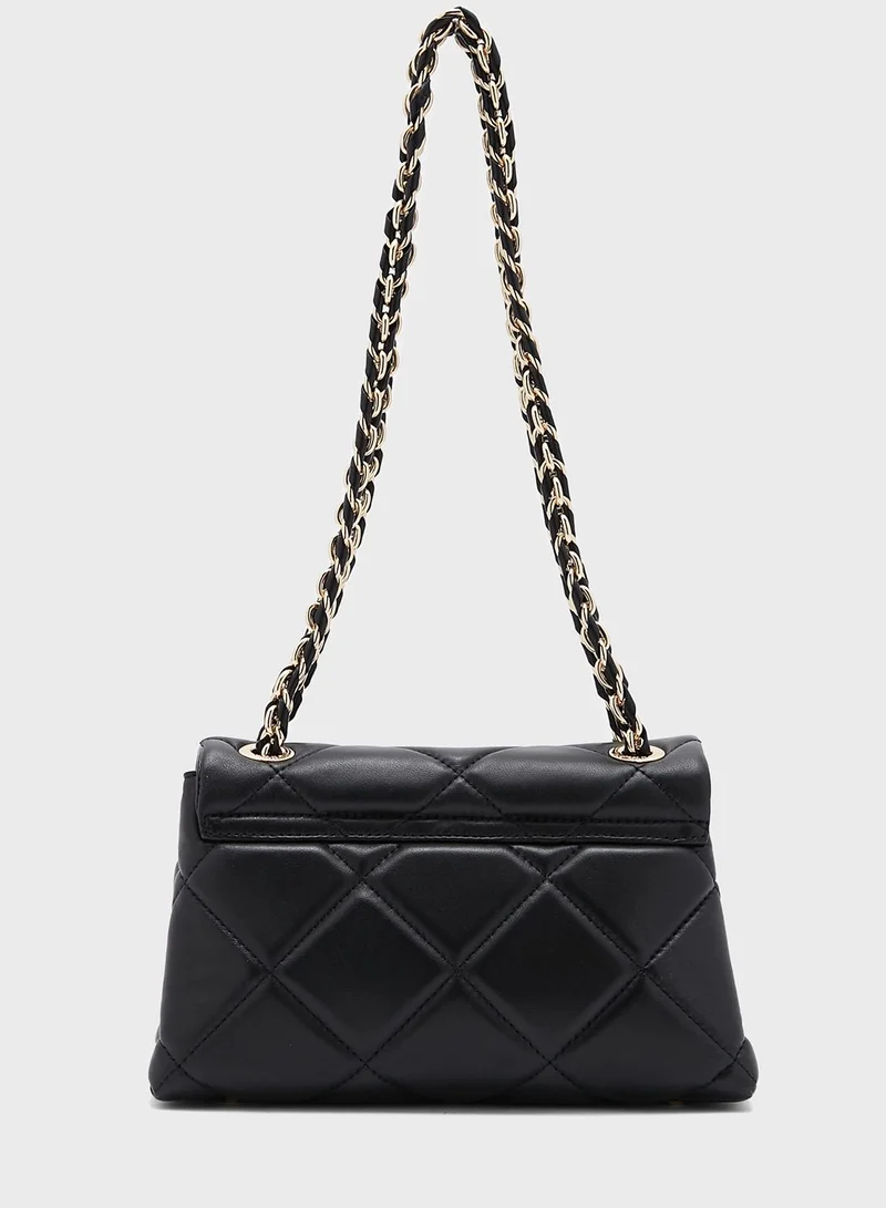 Dune LONDON Duchess Medium Leather Quilt Crossbody Bag