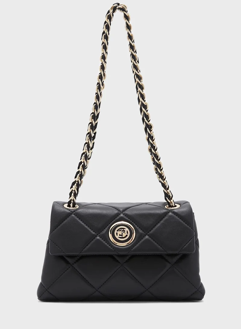 Dune LONDON Duchess Medium Leather Quilt Crossbody Bag