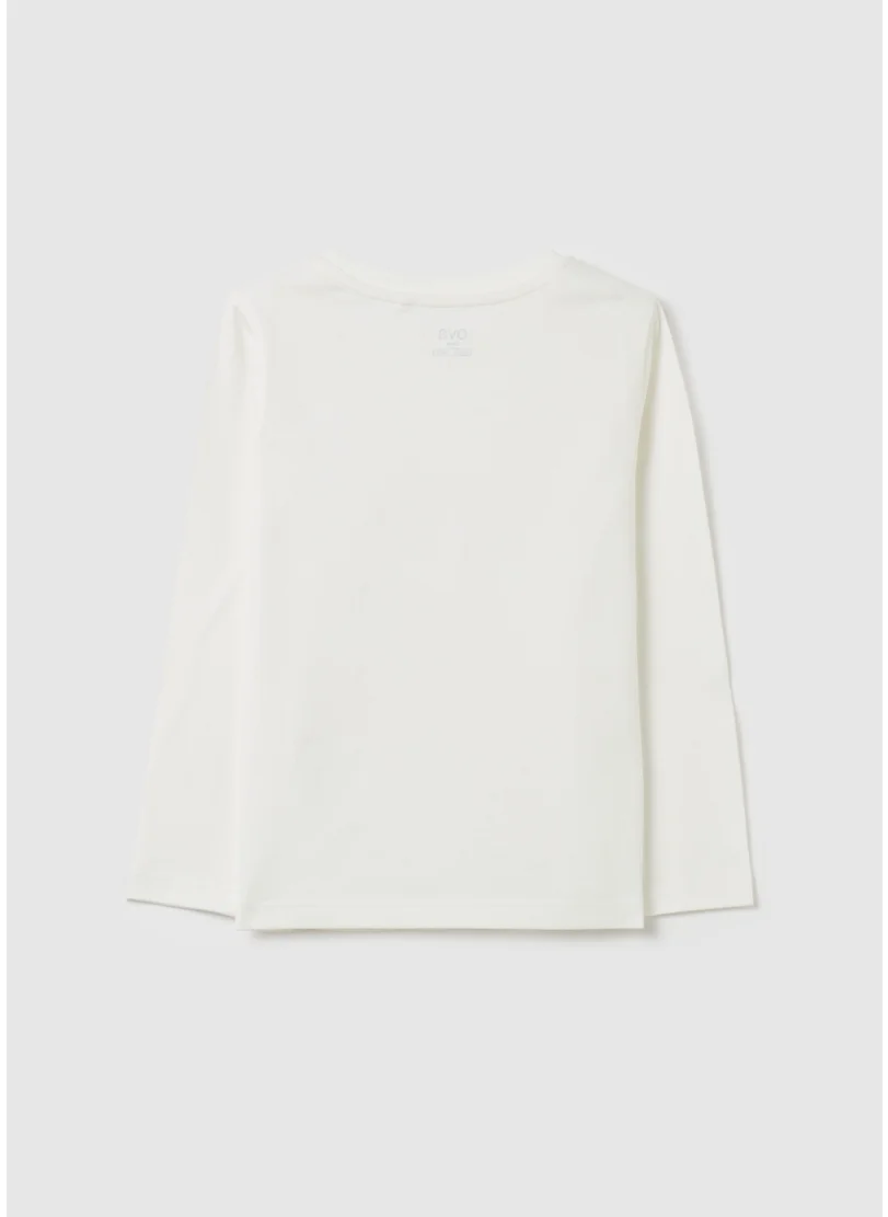او في اس T-shirt with glitter print and long sleeves