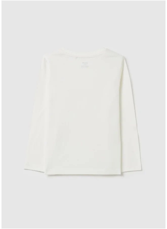 Ovs T-shirt with glitter print and long sleeves