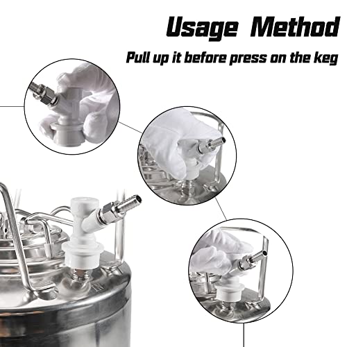 LUCKEG Cornelius Keg Ball Lock Disconnect Ball Lock Gas Disconnect 1/4 MFL with Swivel Nuts, 4 Red Free Worm Clamps for Homebrewing - Image 5