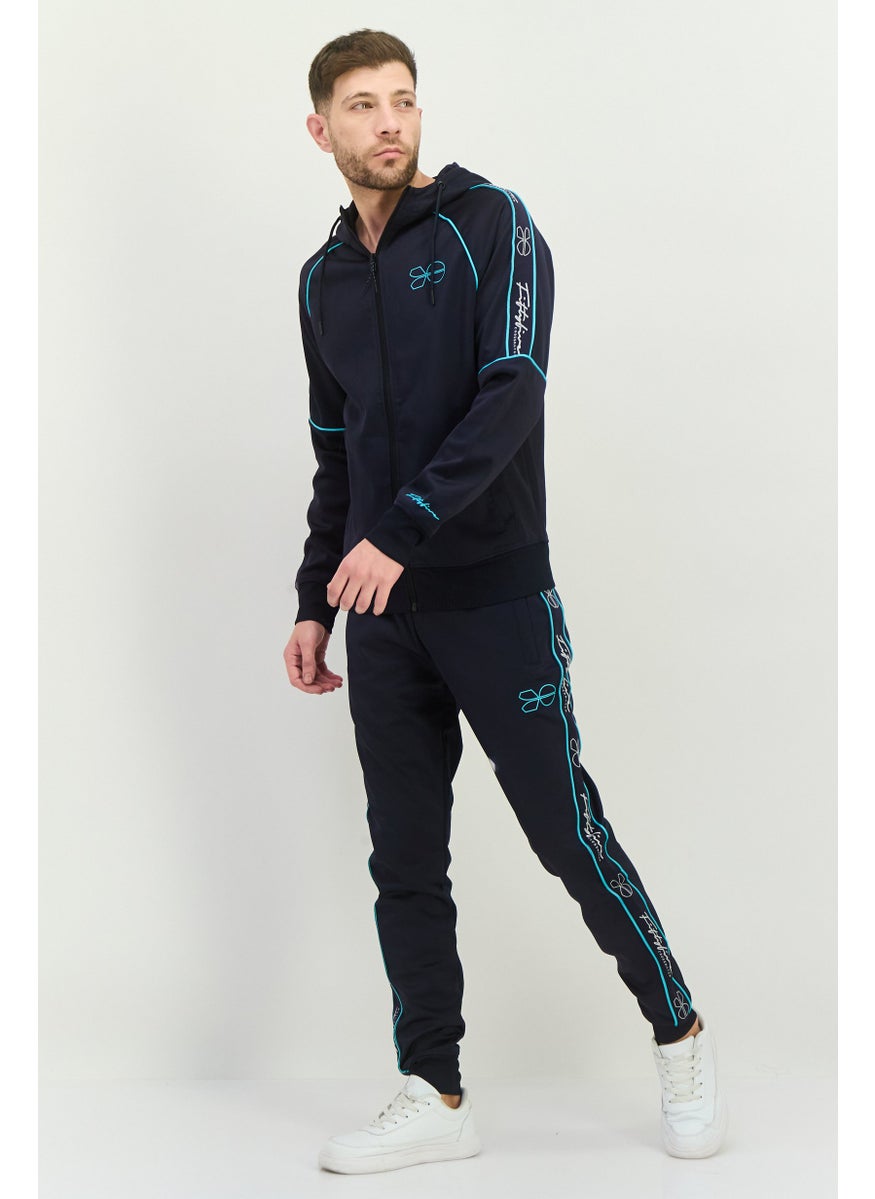 CROSSHATCH Men 2 Piece Brand Logo Tracksuits Sets, Navy  - Image 1