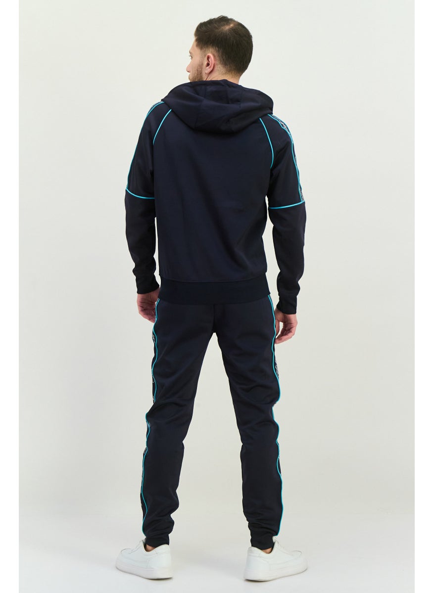 CROSSHATCH Men 2 Piece Brand Logo Tracksuits Sets, Navy  - Image 4