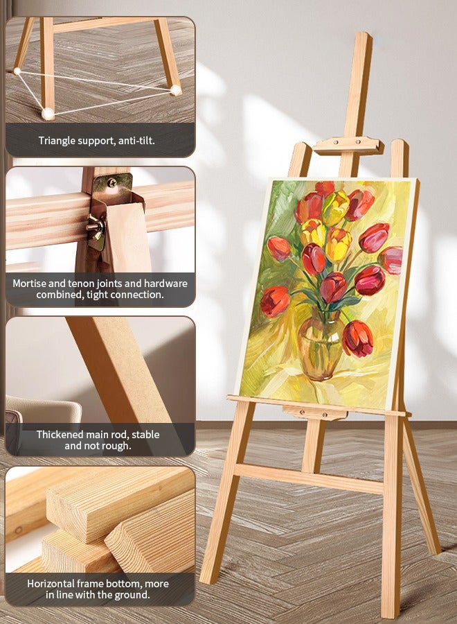 حامل لوحات للرسم، حامل رسم خشبي قابل للتعديل، ستاند قابل للطي للاستوديو، مصنوع من خشب الزان، مناسب للرسم ولافتات الزفاف والملصقات، للأطفال والكبار - Image 4