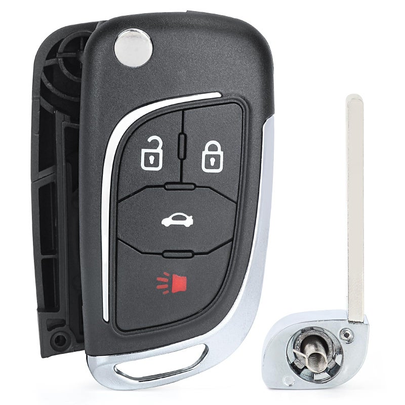 Keyecu Modified 4 Button Flip Remote Key Shell Case for Chevy Camaro Cruze Equinox MalibuJust a Key Shell