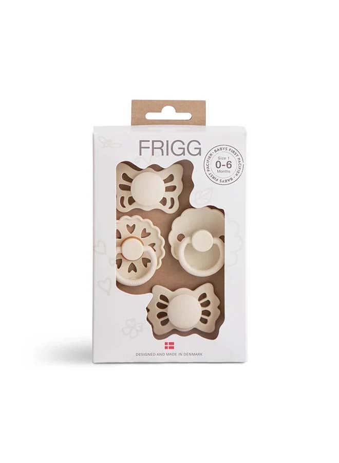 FRIGG Baby's First Pacifier 4-pack - Floral heart - Cream 0-6M - Size 1 - Image 1