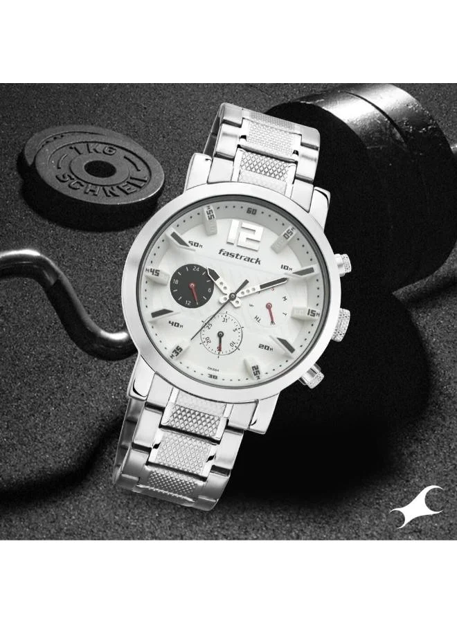 fastrack Men's Stainless Steel Analog Watch 3227SM02 - 45 mm