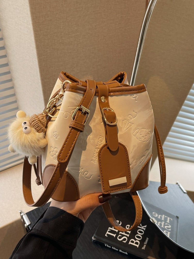 Bucket Bag For Women 2025 Spring New Shoulder And Crossbody Bag With Contrasting Color Design, Three-Dimensional Women'S Bag Model - Image 2
