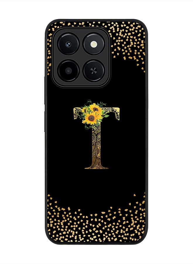 Stylizedd For Honor X6c Case,Slim fit Camera Protection, Shockproof Thin Phone cover  - Custom Floral Monogram - T ( Black )