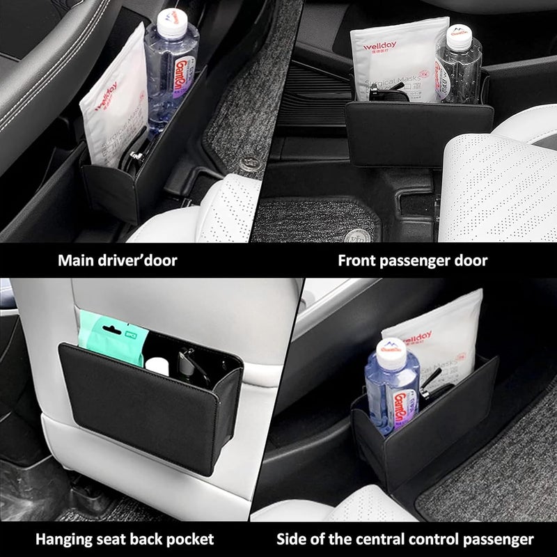 YARDHOBI Car Trash Can, Leather Vehicle Trash Bin Car Dustbin Garbage Organizer Holder, Foldable Hanging Mini Cars Storage Bag Container for Auto, SUV, Universal Interior Car Accessories (Black) - Image 5