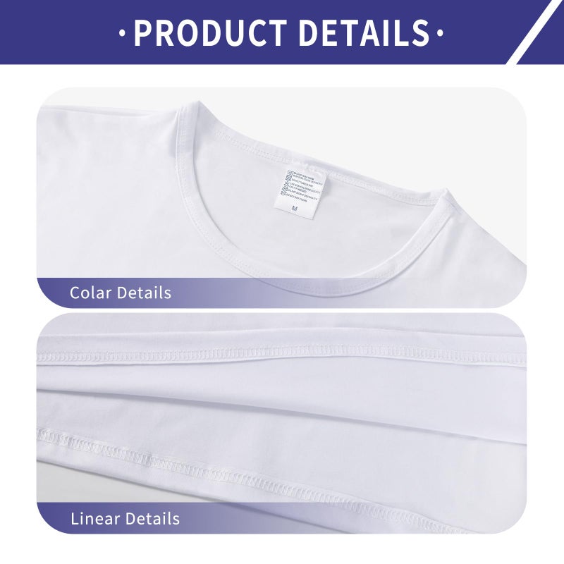 METFUIN Polyester Adult T-Shirts for Sublimation, 6 Pack, White, Crew Neck, Short Sleeve (Small, White) - Image 3
