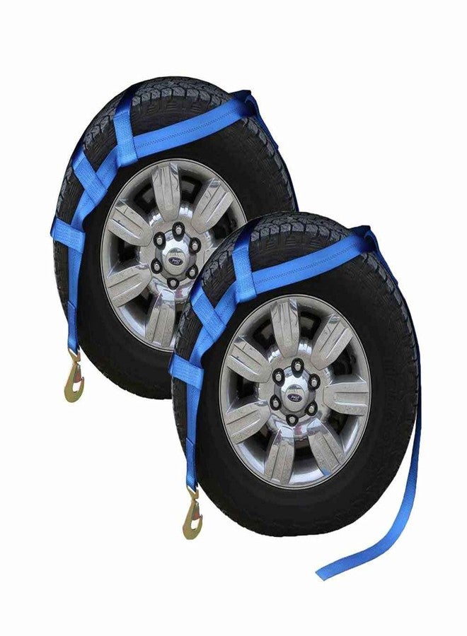 US Cargo Control Extra Large Tow Dolly Basket Strap - Blue Car Dolly Strap with Twisted Snap Hook End Fittings - for Wheel Sizes 17 Inches Or Larger - 3,333 Pound Working Load Limit - 2 Pack - Image 1