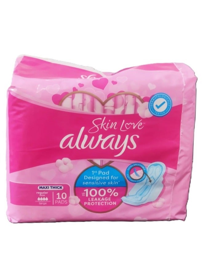 Always Skin Love Sanitary Pad With Wings Sensitive Maxi Thick 10 Pcs