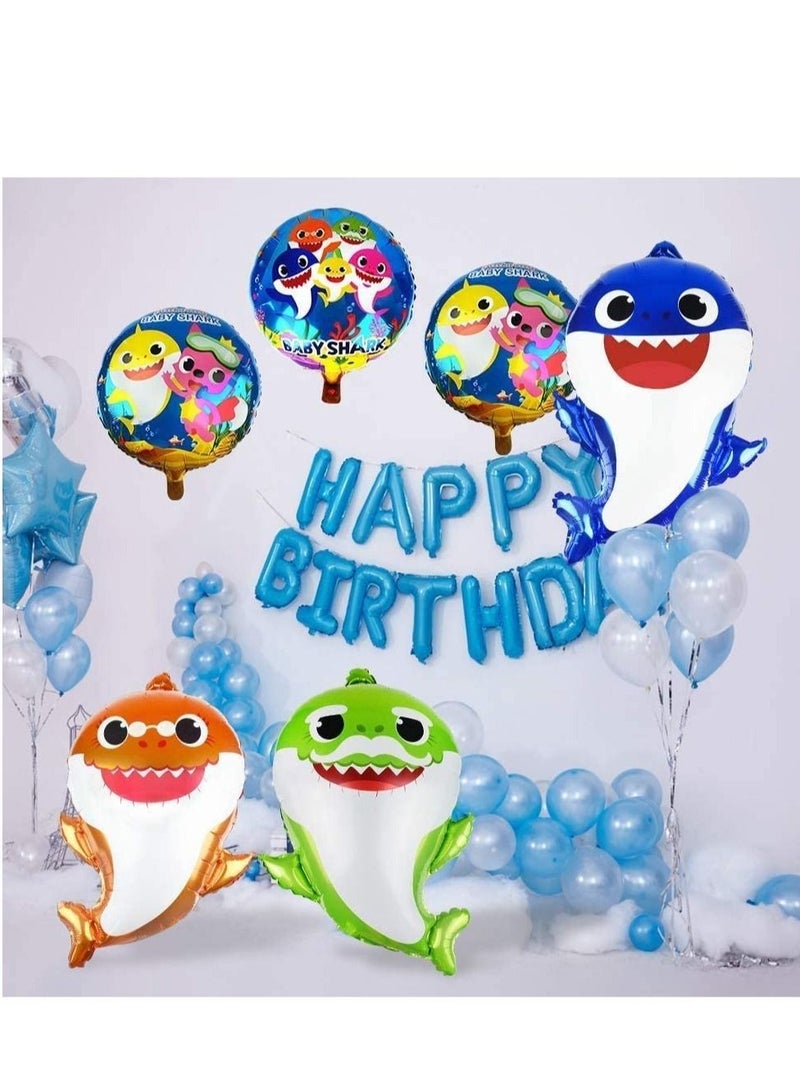 NIBEMINENT Shark Baby Balloon Party Supplies Helium baby shark party for Sea World Kid Themed Birthday Decorations Shower Costumes 9Pcs - Image 3