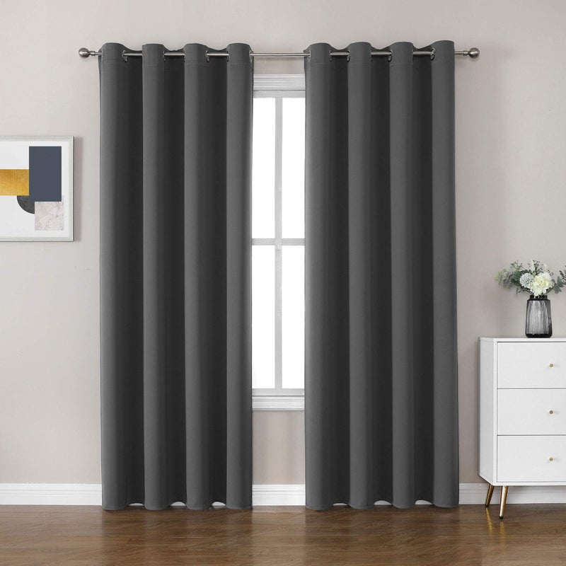 CUCRAF Blackout Curtains for BedroomGray Room Darkening Thermal Insulated Grommet Window Drapery for Living RoomFarmhouseSet of 2 Curtain Panels 52 x 96 Inch Dark Grey