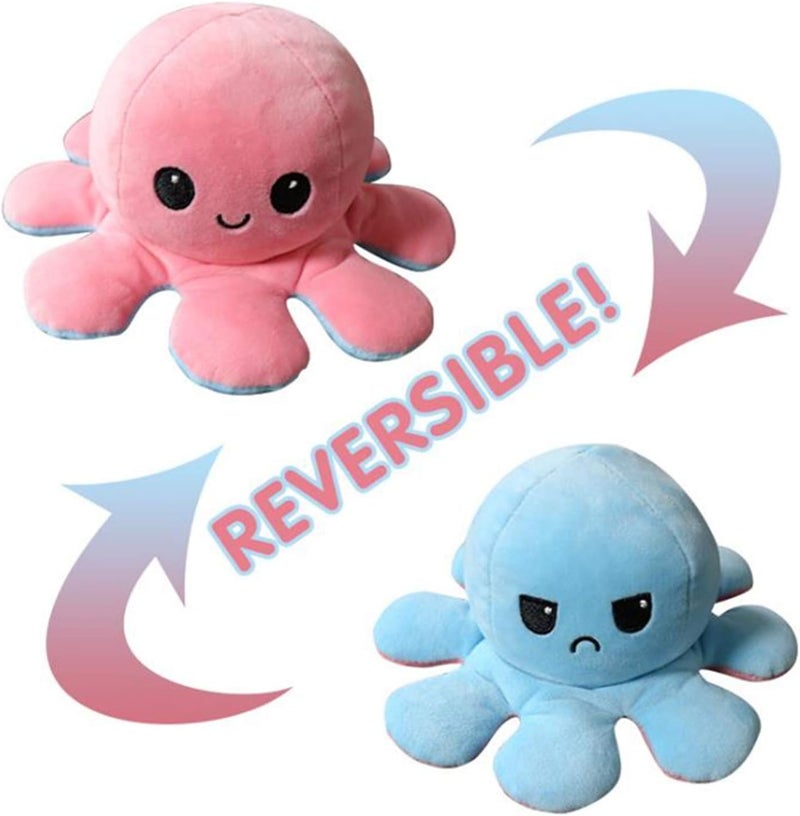 Playmate Double-Sided Flip Octopus Doll Soft Reversible Stuffed Animal Plush Toys (Light Pink-Light Blue) - Image 1