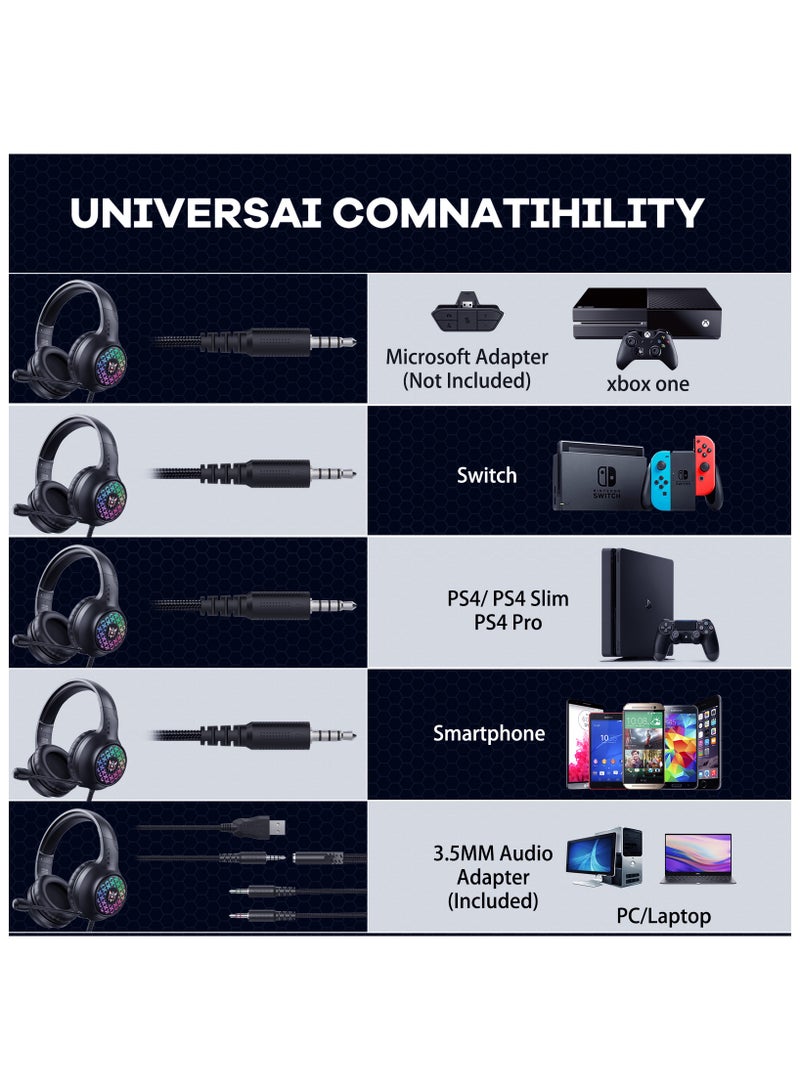 ONIKUMA X7 Pro Wired Gaming Headset with RGB Light and Noise Cancelling with Microphone for Ps4-5 / Pc / Xbox - Image 2