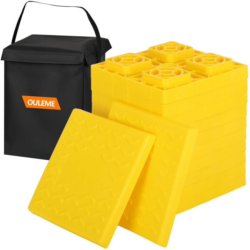 OULEME 12 Pack RV Leveling Blocks Stackable Jack Blocks Interlocking Leveling Pads with Carrying Bag for Camper Travel Trailer - Image 2