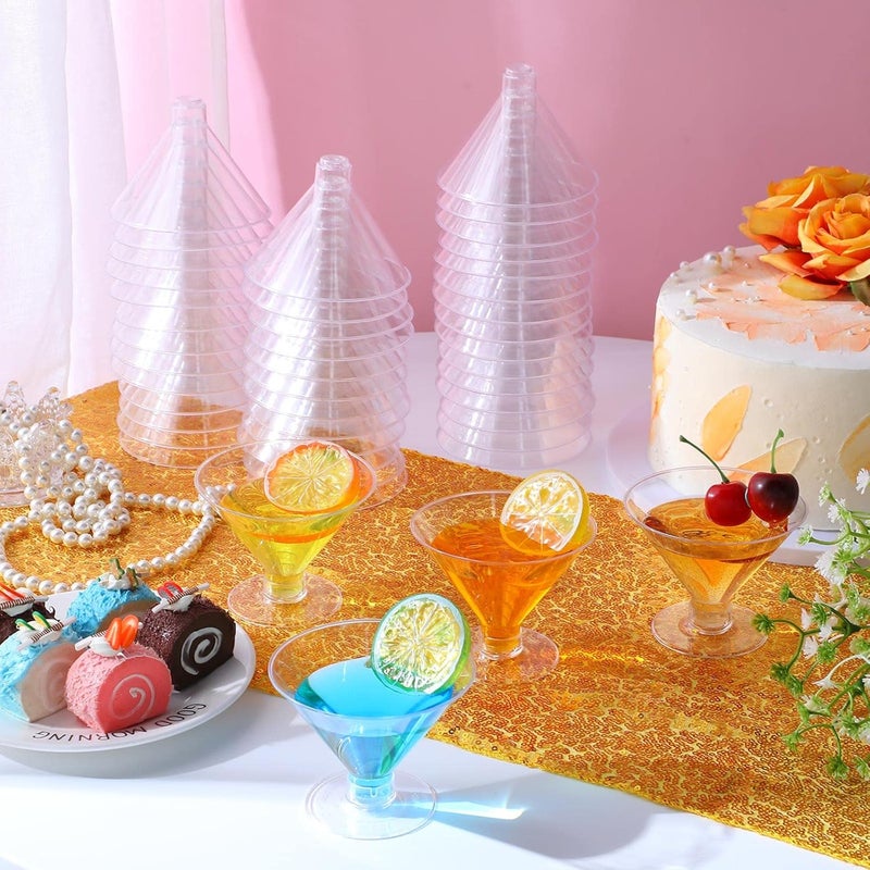 Rtteri Rtteri 300 Pieces Disposable Plastic Martini Glasses 5 oz Cocktail Glasses Clear Dessert Glasses Parfait Cups Wine Shot Glasses Reusable for Wedding Party Champagne Ice Cream Pudding  - Image 4
