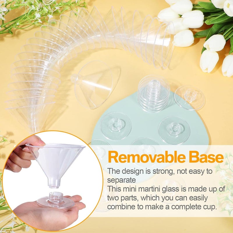 Rtteri Rtteri 300 Pieces Disposable Plastic Martini Glasses 5 oz Cocktail Glasses Clear Dessert Glasses Parfait Cups Wine Shot Glasses Reusable for Wedding Party Champagne Ice Cream Pudding  - Image 3