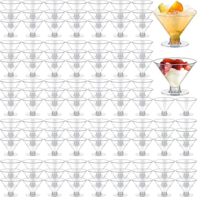 Rtteri Rtteri 300 Pieces Disposable Plastic Martini Glasses 5 oz Cocktail Glasses Clear Dessert Glasses Parfait Cups Wine Shot Glasses Reusable for Wedding Party Champagne Ice Cream Pudding  - Image 1