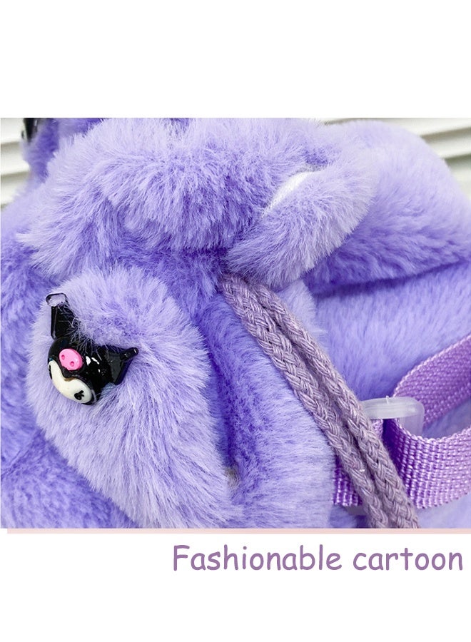 Sanrio Kuromi Plush Backpack for Girls Kids Cute Cartoon Drawstring Backpack with Adjustable Straps Large Capacity Kids School Bag Gift for Teens and Women - Image 4