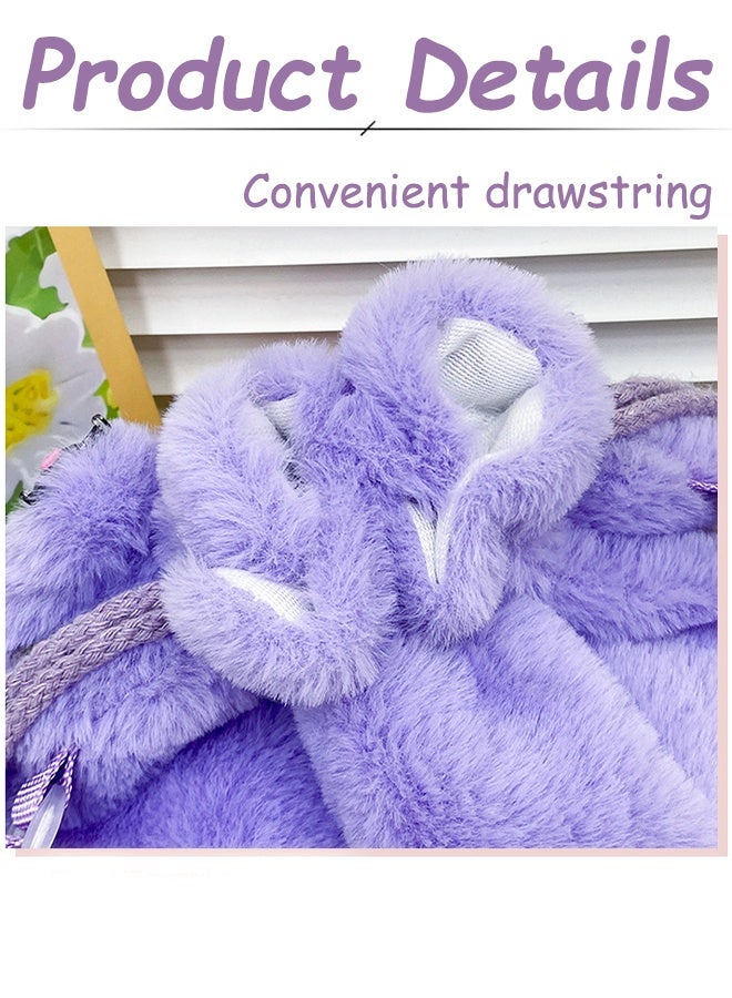 Sanrio Kuromi Plush Backpack for Girls Kids Cute Cartoon Drawstring Backpack with Adjustable Straps Large Capacity Kids School Bag Gift for Teens and Women - Image 2