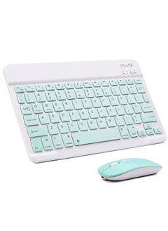 UltraSlim Bluetooth Keyboard and Mouse Combo Rechargeable Portable Wireless Keyboard Mouse Set for Apple iPad iPhone iOS 13 and Above Samsung Tablet Phone Smartphone Android Window. (GREEN)