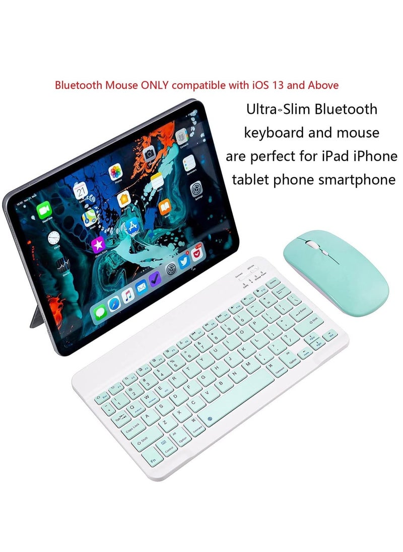 ELTRAZONE - UltraSlim Bluetooth Keyboard and Mouse Combo Rechargeable Portable Wireless Keyboard Mouse Set for Apple iPad iPhone iOS 13 and Above Samsung Tablet Phone Smartphone Android Window. (GREEN) - Image 1