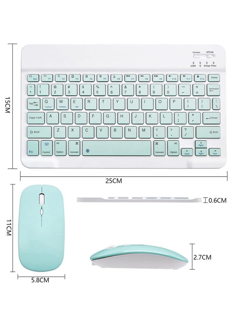 ELTRAZONE - UltraSlim Bluetooth Keyboard and Mouse Combo Rechargeable Portable Wireless Keyboard Mouse Set for Apple iPad iPhone iOS 13 and Above Samsung Tablet Phone Smartphone Android Window. (GREEN) - Image 1