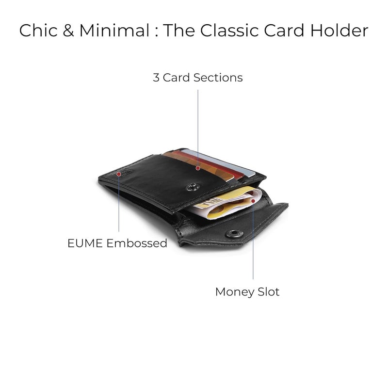 EUME Nova Card Holder for Men & Women, Charcoal Blue | Slim Premium Vegan Leather | 3 Card Slots & 1 Flap Pocket | Slim & Durable Design | Card Holder Wallet for Credit, Debit, & Id Cards - Image 4