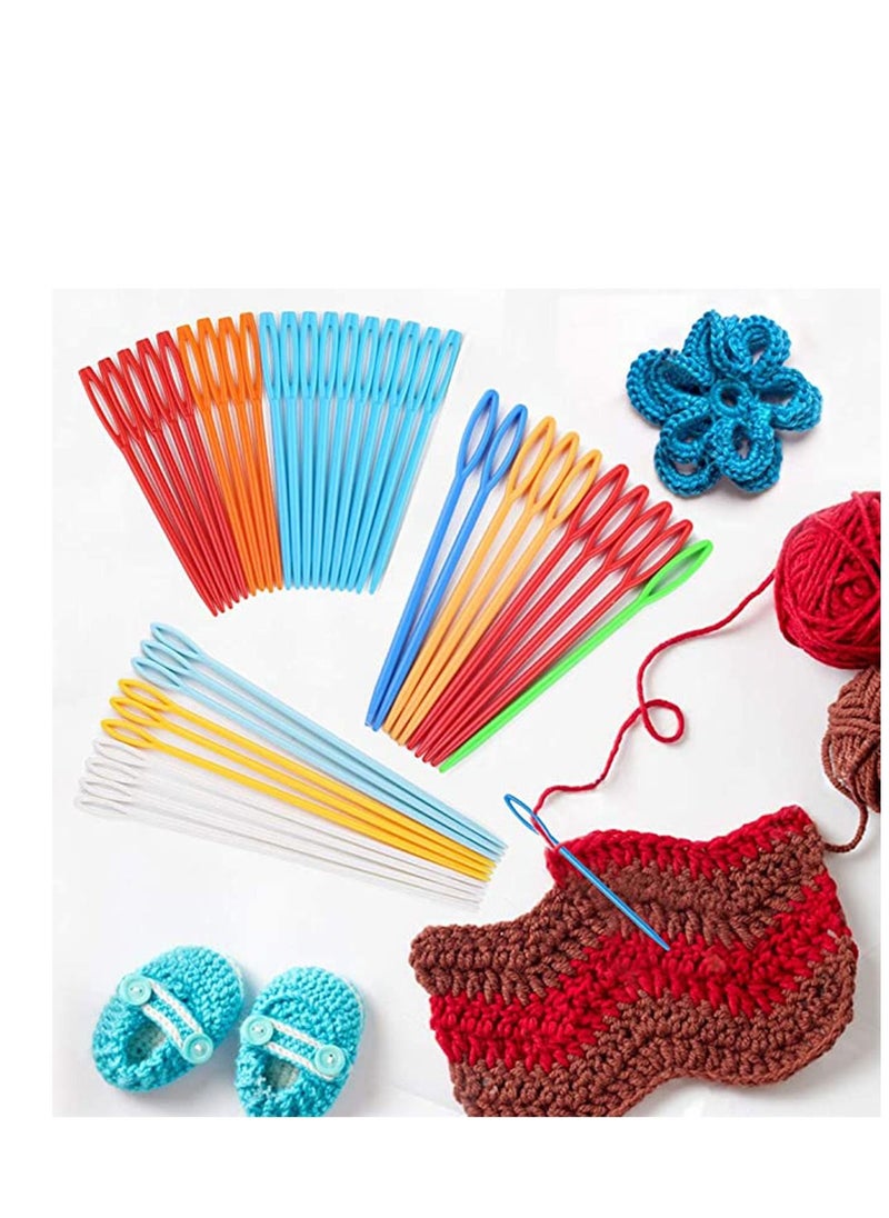 SYOSI - Large Eye Plastic Needles, Plastic Weaving Needles, Yarn Needles, Learning Needles, Safety Plastic Lacing Needles for Kids & Sewing Handmade Crafts, Cross Stitch, Threading Cards - Image 1