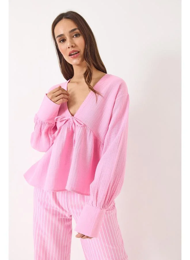 Ginger V Neck Bow Detail Top