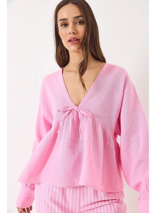 Ginger  V Neck Bow Detail Top for Women | Best Price UAE