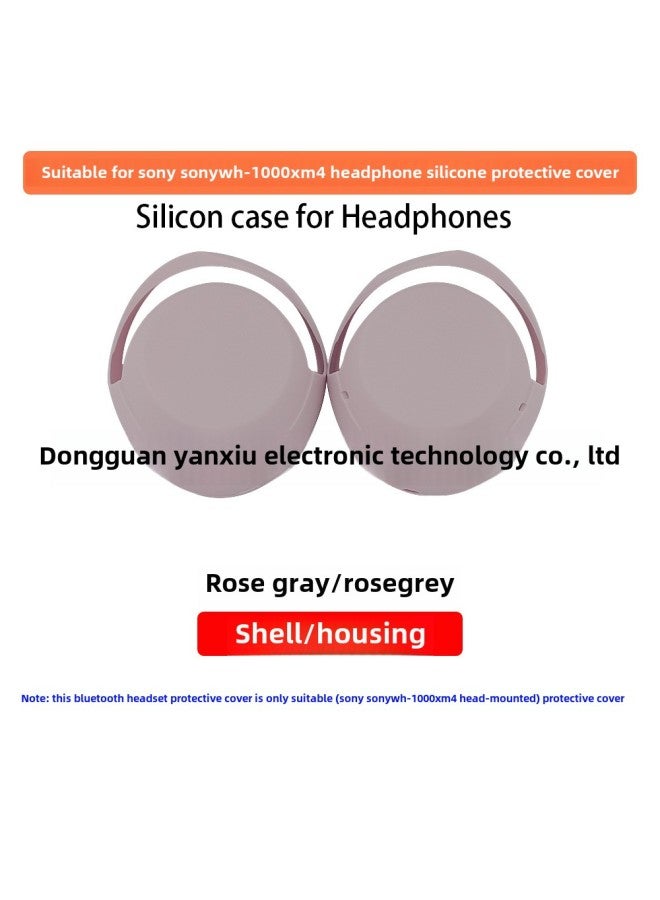 Suitable For SONY SONY WH-1000XM4 Ear Cap Head Beam Cover Skeleton Silicone Earmuffs Earplugs Protective Shell-Color:Shell Rose Gray-Model:Sony WH-1000XM4 - Image 1