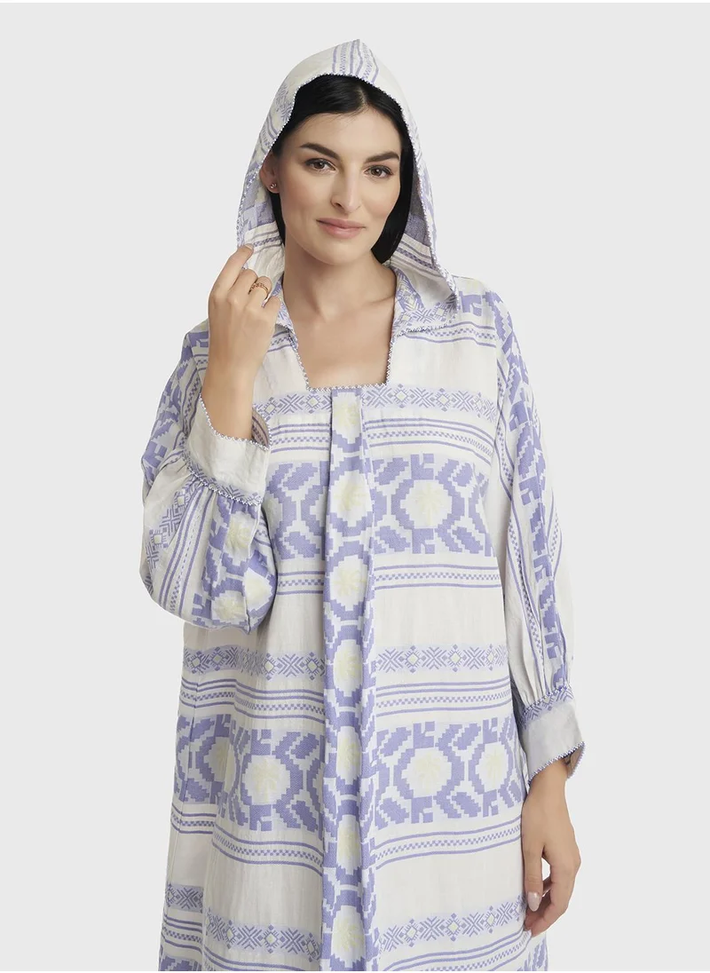 KASHKHA Cotton Jacquard Palestine Print Jalabiya
