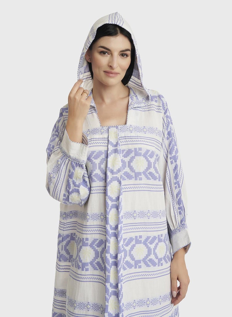 KASHKHA Cotton Jacquard Palestine Print Jalabiya - Image 1