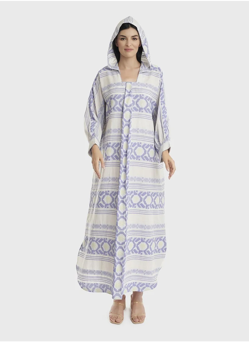 KASHKHA Cotton Jacquard Palestine Print Jalabiya