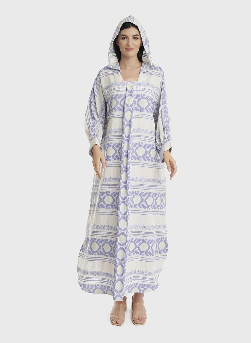 KASHKHA Cotton Jacquard Palestine Print Jalabiya - Image 2