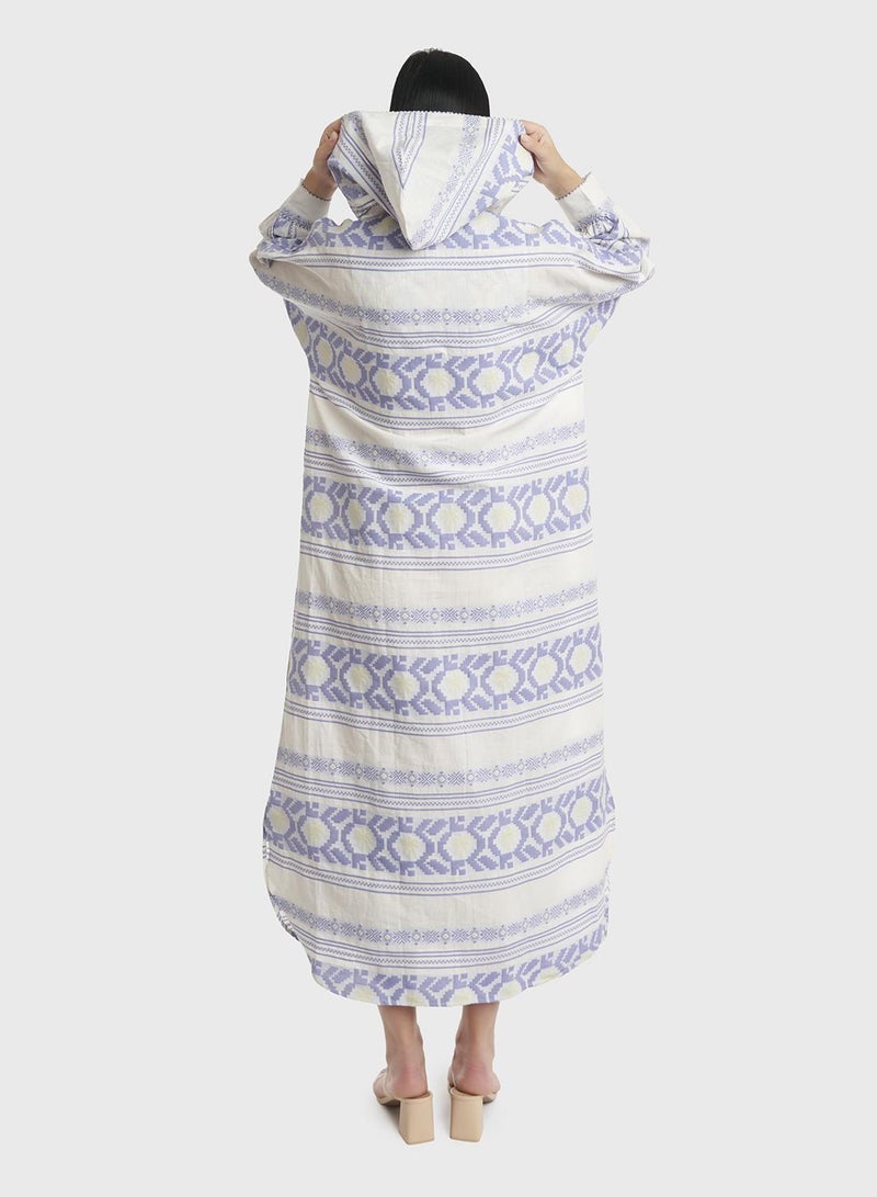 KASHKHA Cotton Jacquard Palestine Print Jalabiya - Image 4