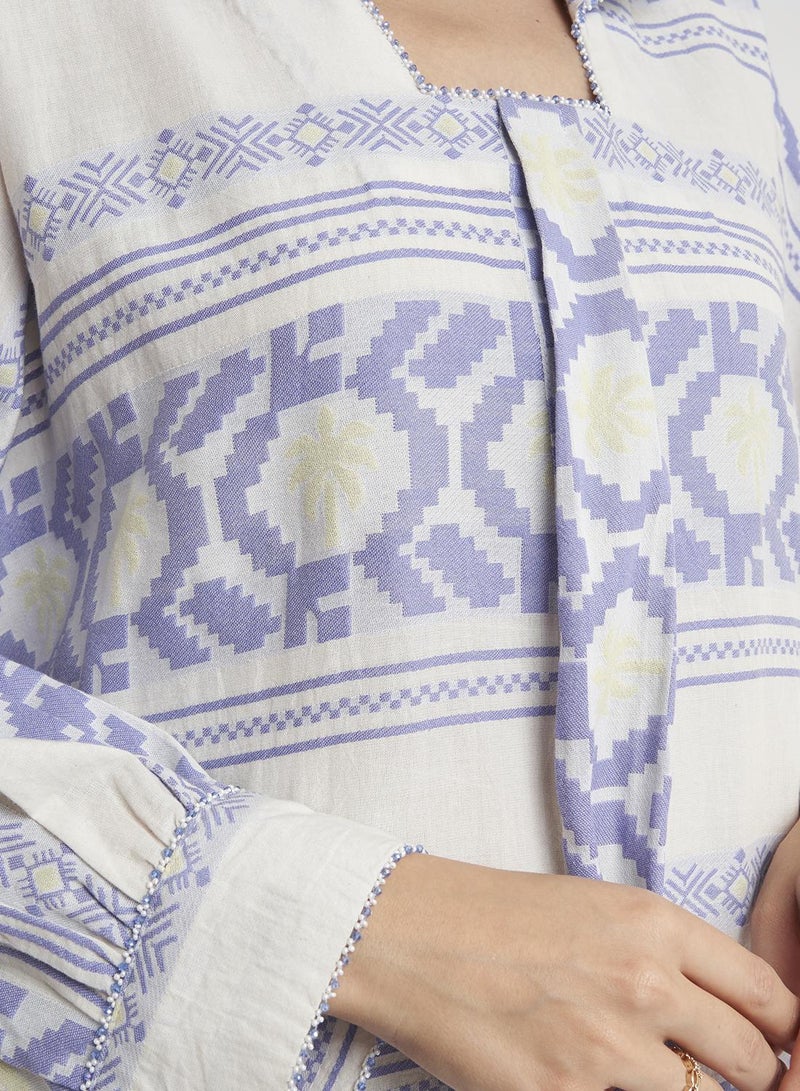 KASHKHA Cotton Jacquard Palestine Print Jalabiya - Image 5