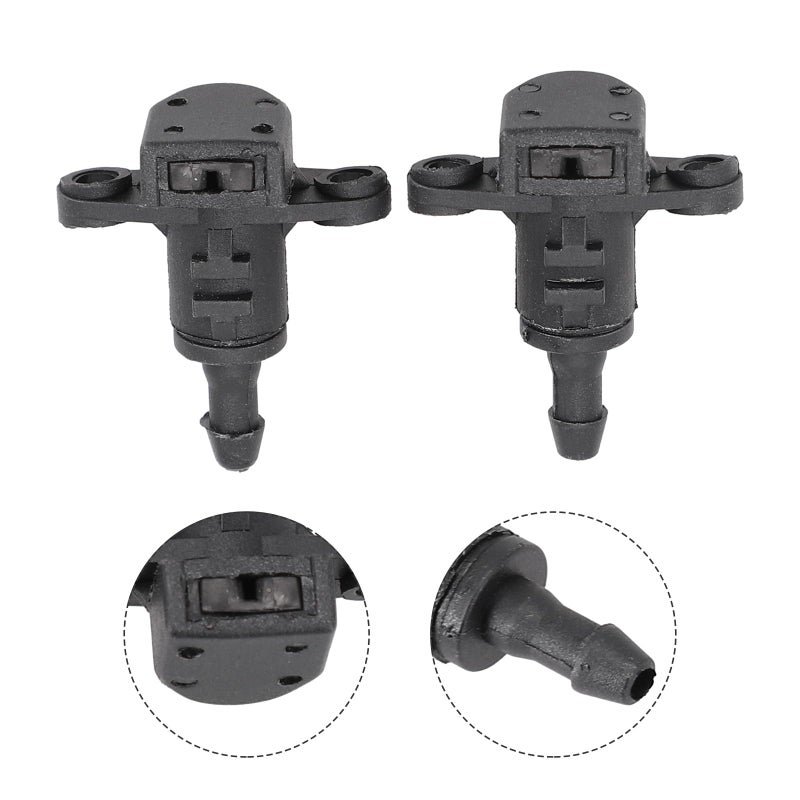 Front Windshield Washer Nozzle Pair Black Compatible with Multiple Kia Models - Image 2