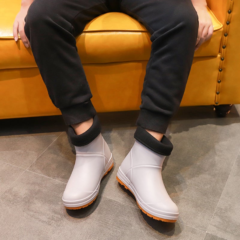 Rain Boots Men'S Agricultural Water Shoes Rain Boots Short-Tube Couples Fleece-Lined Work Water Boots Women'S Waterproof Shoes Mid-Tube Durable - Image 3