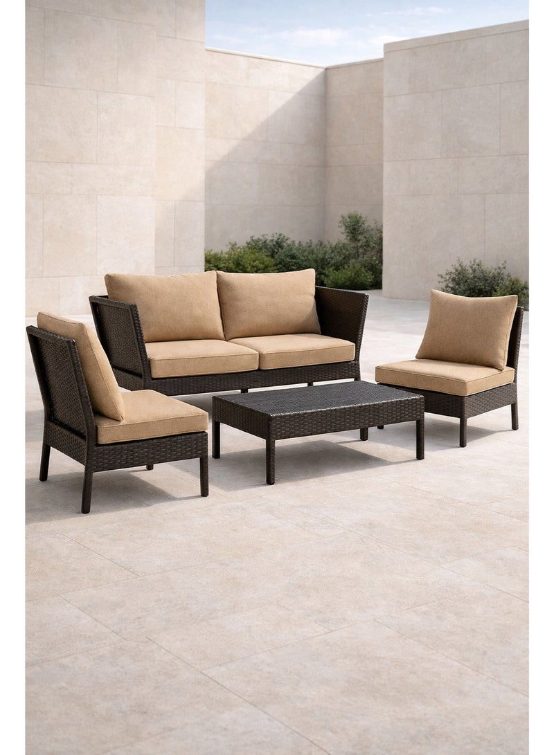 Harmony Home طقم أثاث خارجي للحديقة من هارموني هوم، 3 كراسي مع طاولة مركزية، وسائد رمادية - Image 1