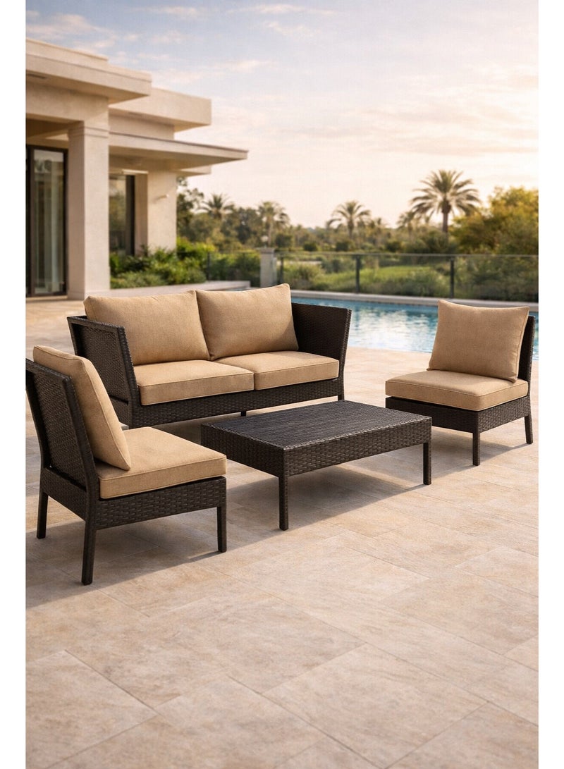 Harmony Home طقم أثاث خارجي للحديقة من هارموني هوم، 3 كراسي مع طاولة مركزية، وسائد رمادية - Image 2